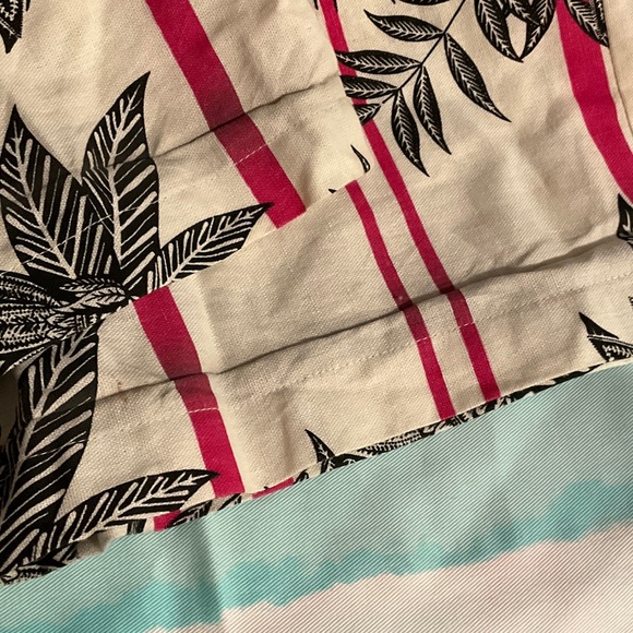 High-Rise Wide Leg Tropical Stripe Pants in Pink/White - Picture 10 of 16